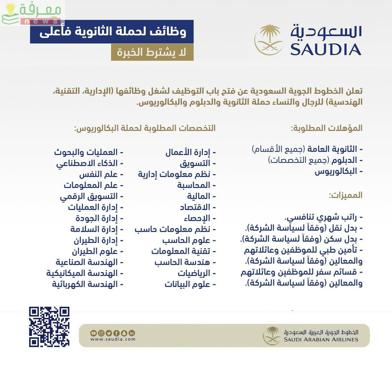 اعلان وظائف الطيران السعودي للجنسين
